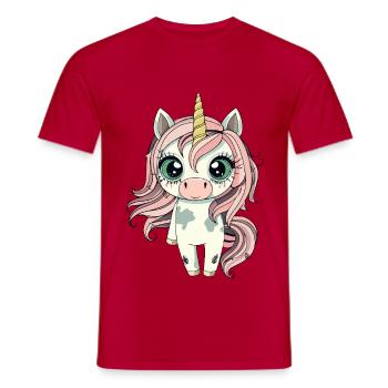 Zombie Einhorn – Süß aber Gruselig - Männer T-Shirt - Rot - Vorne - AI Model Male 178 dark (178cm)