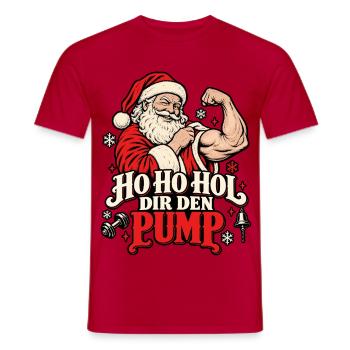Ho Ho Ho – Dir den Pump zu Weihnachten - Männer T-Shirt - Rot - Vorne - AI Model Male 178 dark (178cm)