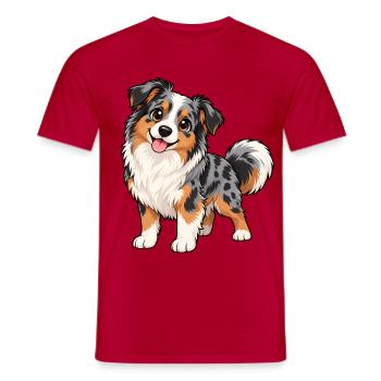 Australian Shepherd Kawaii Style – Süßer Hund - Männer T-Shirt - Rot - Vorne - AI Model Male 178 dark (178cm)