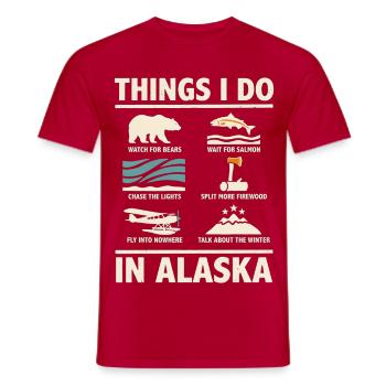 Dinge, die ich in Alaska tue: Im Winter Bärenlachs - Männer T-Shirt - Rot - Vorne - AI Model Male 178 dark (178cm)