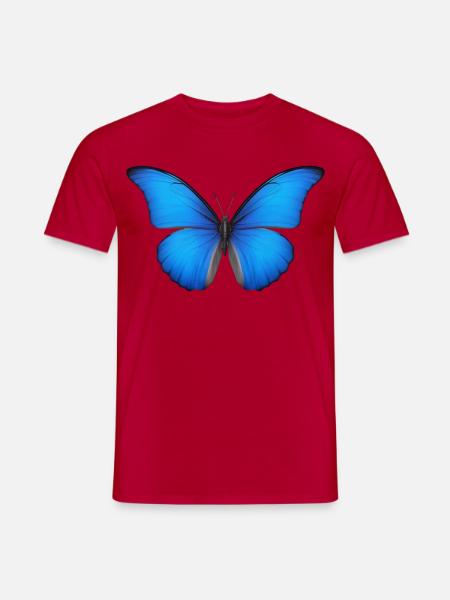 Azurblaue Schmetterlingsflügel - Männer T-Shirt - Rot