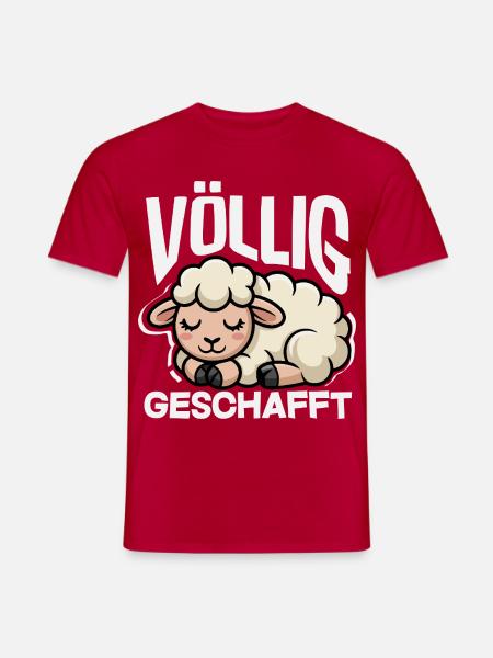 Schaf Völlig Geschafft Müde Schlafen - Männer T-Shirt - Rot