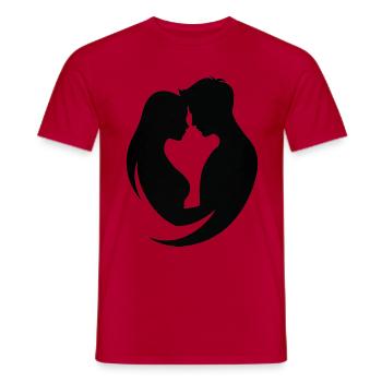 Paar-Silhouetten-Umarmung - Männer T-Shirt - Rot - Vorne - AI Model Male 178 dark (178cm)