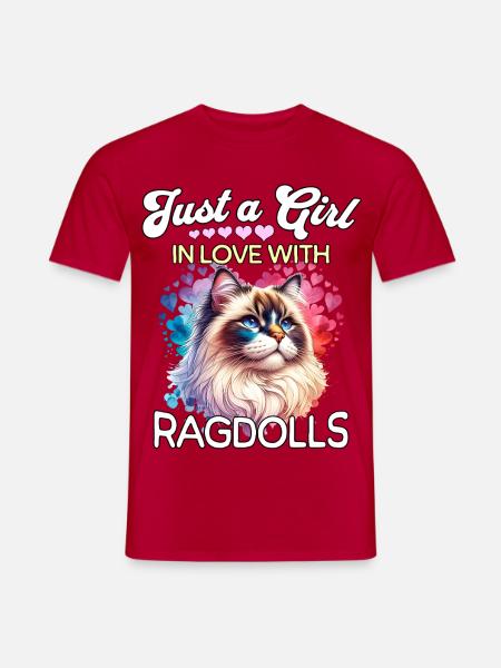 Ragdoll Katze Mädchen - Männer T-Shirt - Rot