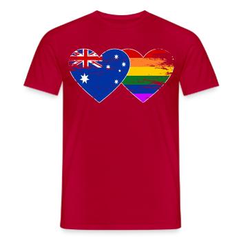 Australien Regenbogen Flagge Herz used - Männer T-Shirt - Rot - Vorne - AI Model Male 178 dark (178cm)