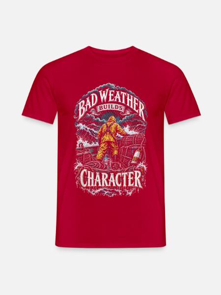 Hummerfänger Bad Weather Builds Character - Männer T-Shirt - Rot