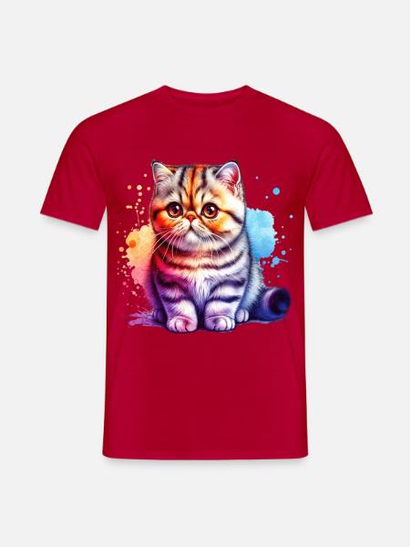Exotische Kurzhaarkatze Geschenk - Männer T-Shirt - Rot