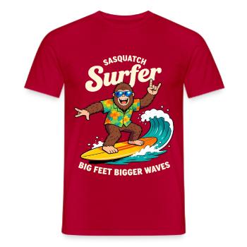 Sasquatch Surfer Big Feet Bigger Waves Cryptid - Männer T-Shirt - Rot - Vorne - AI Model Male 178 dark (178cm)