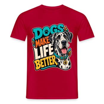 Dogge - Männer T-Shirt - Rot - Vorne - AI Model Male 178 dark (178cm)