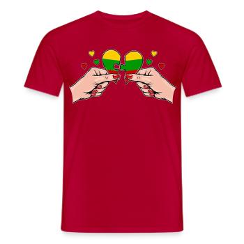 Litauen Frauenhände Herzpuzzle - Männer T-Shirt - Rot - Vorne - AI Model Male 178 dark (178cm)