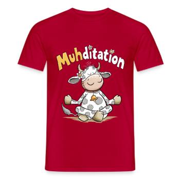 Muhditation Kuh Yoga Meditation Wortspiel Humor - Männer T-Shirt - Rot - Vorne - AI Model Male 178 dark (178cm)