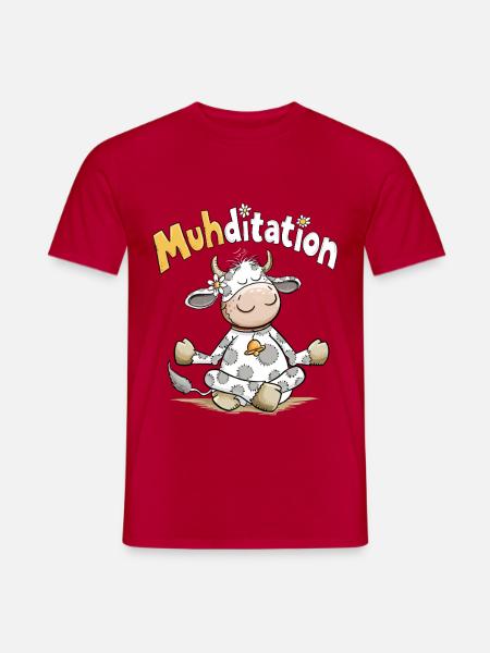 Muhditation Kuh Yoga Meditation Wortspiel Humor - Männer T-Shirt - Rot