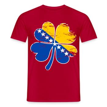 Bosnien Flagge Vierblättriges Kleeblatt used - Männer T-Shirt - Rot - Vorne - AI Model Male 178 dark (178cm)