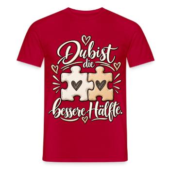 Partnerschaft Du bist die bessere Hälfte Puzzle - Männer T-Shirt - Rot - Vorne - AI Model Male 178 dark (178cm)