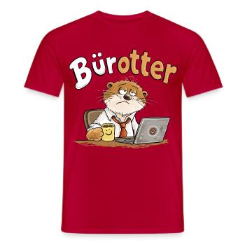 Bürotter Otter Büro Humor Kaffee Arbeit Montag - Männer T-Shirt - Rot - Vorne - AI Model Male 178 dark (178cm)