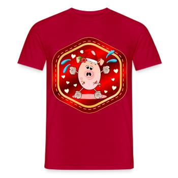Weihnachtsmann Schwein Weihnachten - Männer T-Shirt - Rot - Vorne - AI Model Male 178 dark (178cm)