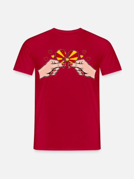Mazedonien Frauenhände Herzpuzzle - Männer T-Shirt - Rot