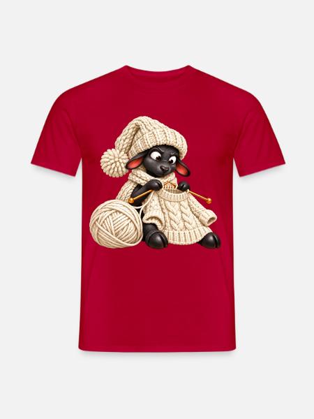 Schwarzes Schaf strickt einen Wollpullover - Männer T-Shirt - Rot