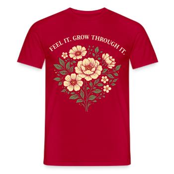 Spüre, wie es durch ihn wächst Blumendesign - Männer T-Shirt - Rot - Vorne - AI Model Male 178 dark (178cm)