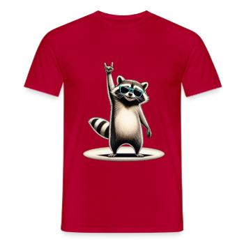 Raccoon Rocker mit Sonnenbrille - Männer T-Shirt - Rot - Vorne - AI Model Male 178 dark (178cm)