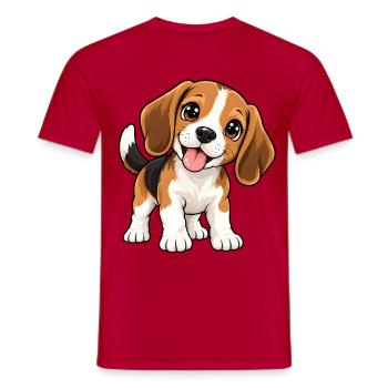 Beagle Kawaii Style – Süßer Spürhund - Männer T-Shirt - Rot - Vorne - AI Model Male 178 dark (178cm)