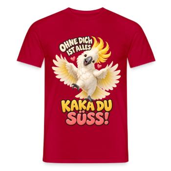 Kakadu Wortspiel Ohne dich – Liebe & Freundschaft - Männer T-Shirt - Rot - Vorne - AI Model Male 178 dark (178cm)