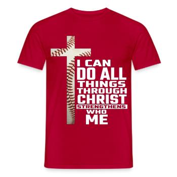 Baselball, ich kann alles tun, was Christus zu tun hat. - Männer T-Shirt - Rot - Vorne - AI Model Male 178 dark (178cm)