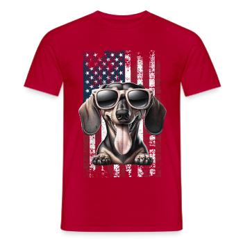 Dachshund US Dackel - Männer T-Shirt - Rot - Vorne - AI Model Male 178 dark (178cm)