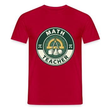 Vintage Mathematiklehrer-Gradmesser-Geometrie-Abzeichen oben - Männer T-Shirt - Rot - Vorne - AI Model Male 178 dark (178cm)