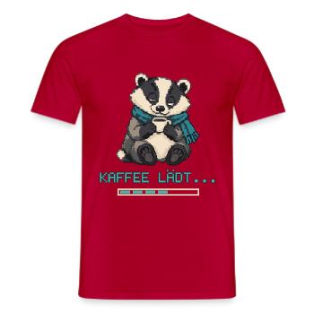 Dachs mit Kaffee Pixel Art - Männer T-Shirt - Rot - Vorne - AI Model Male 178 dark (178cm)