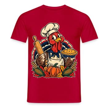 Thanksgiving Truthahn Bäcker mit Kürbis-Pie - Männer T-Shirt - Rot - Vorne - AI Model Male 178 dark (178cm)
