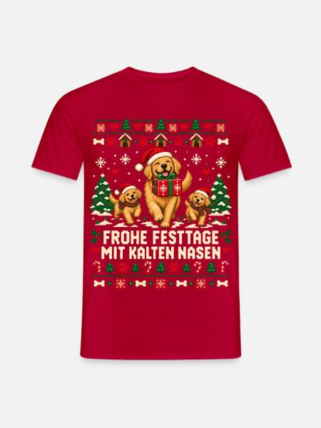 Weihnachtshunde mit kalten Nasen - Männer T-Shirt - Rot