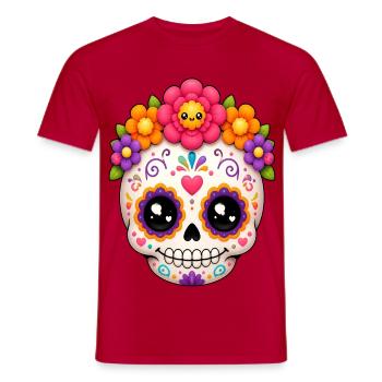 Halloween Sugar Skull Sugarskull kawaii - Männer T-Shirt - Rot - Vorne - AI Model Male 178 dark (178cm)