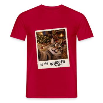 Ho Ho Whoops Katze Selfie Weihnachten - Männer T-Shirt - Rot - Vorne - AI Model Male 178 dark (178cm)