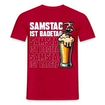 Samstag ist Badetag Surf & Bier - Männer T-Shirt - Rot - Vorne - AI Model Male 178 dark (178cm)