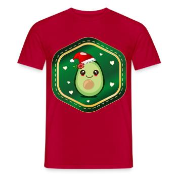 Weihnachts-Avocado - Männer T-Shirt - Rot - Vorne - AI Model Male 178 dark (178cm)