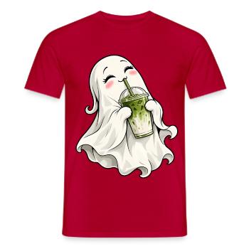 Süßer Geist mit Matcha Latte – Kawaii Halloween - Männer T-Shirt - Rot - Vorne - AI Model Male 178 dark (178cm)