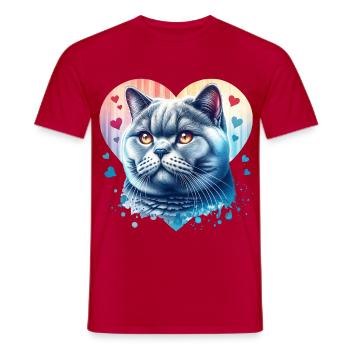 Britisch Kurzhaar Katze - Männer T-Shirt - Rot - Vorne - AI Model Male 178 dark (178cm)