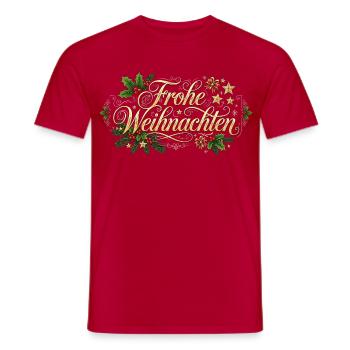 Frohe Weihnachten - Goldener Schriftzug - Männer T-Shirt - Rot - Vorne - AI Model Male 178 dark (178cm)