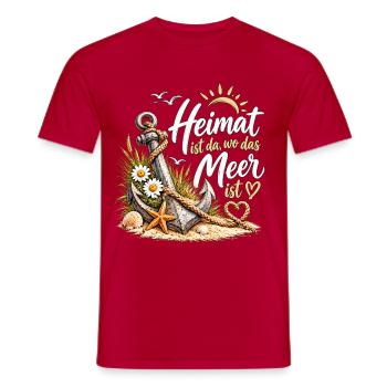 Heimat am Meer: Anker & Küste - Männer T-Shirt - Rot - Vorne - AI Model Male 178 dark (178cm)