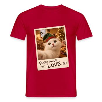 Snow Much Love Weiße Katze Selfie - Männer T-Shirt - Rot - Vorne - AI Model Male 178 dark (178cm)