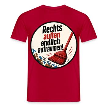 Besen gegen Rechts Aussen!  - Männer T-Shirt - Rot - Vorne - AI Model Male 178 dark (178cm)
