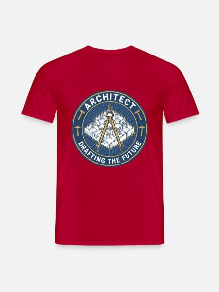 Kompassabzeichen des Architekten-Bauplans - Männer T-Shirt - Rot