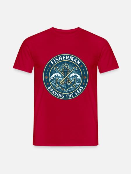 Kommerzieller Fischeranker-Anker-Ozean-Abzeichen-Geschenk - Männer T-Shirt - Rot