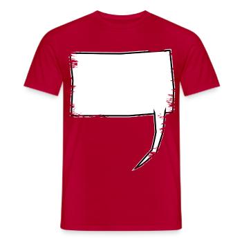 Eckige Sprechblase weiß lang Used-Look - Männer T-Shirt - Rot - Vorne - AI Model Male 178 dark (178cm)