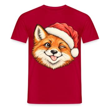 Niedlicher Zwinkernder Fuchs Winterferienwald - Männer T-Shirt - Rot - Vorne - AI Model Male 178 dark (178cm)