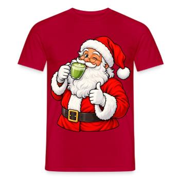 Weihnachtsmann mit Matcha Latte - Männer T-Shirt - Rot - Vorne - AI Model Male 178 dark (178cm)