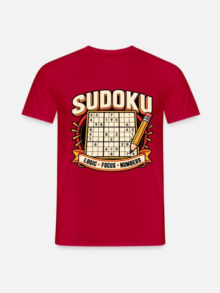 Sudoku-Logikzahlen - Männer T-Shirt - Rot