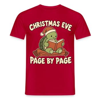 Lesende Schildkröte am Heiligabend - Männer T-Shirt - Rot - Vorne - AI Model Male 178 dark (178cm)