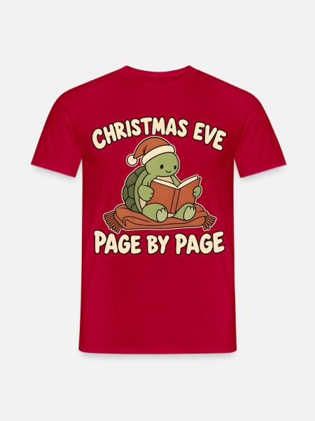 Lesende Schildkröte am Heiligabend - Männer T-Shirt - Rot